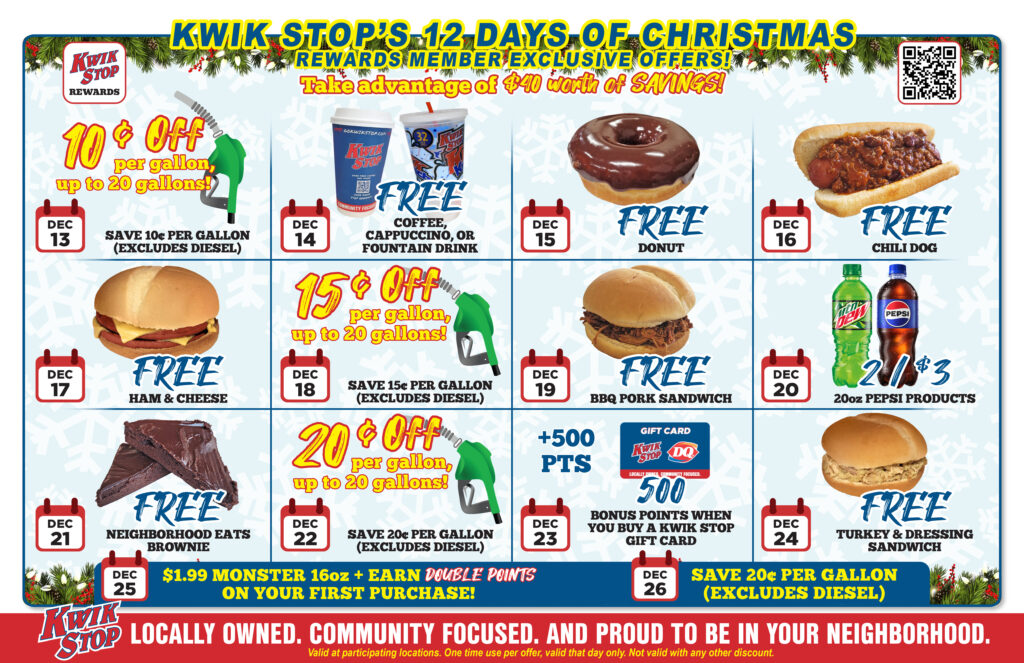 Kwik Stop Rewards 12 Days of Christmas